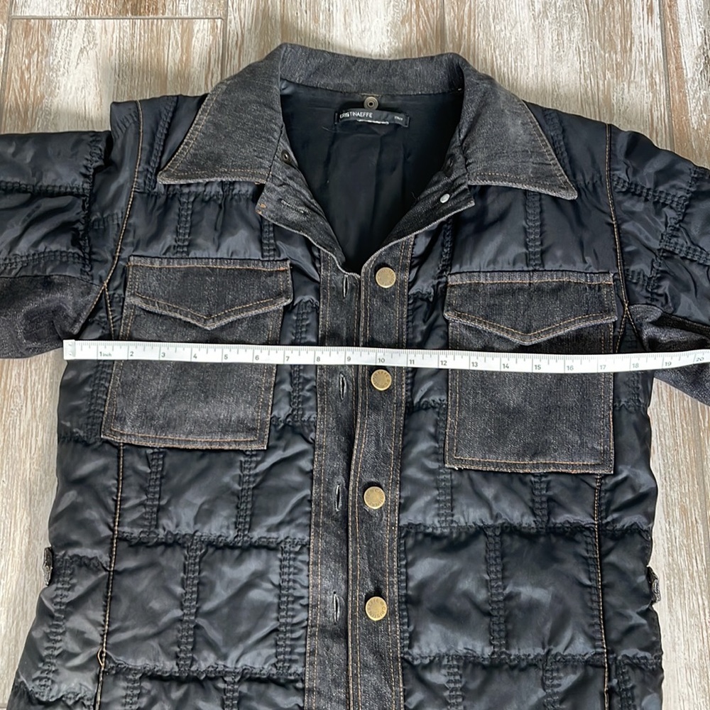 Italian Designer, CRISTINAEFFE, Black/Denim Quilted Puffer Coat. - Picture 10 of 11